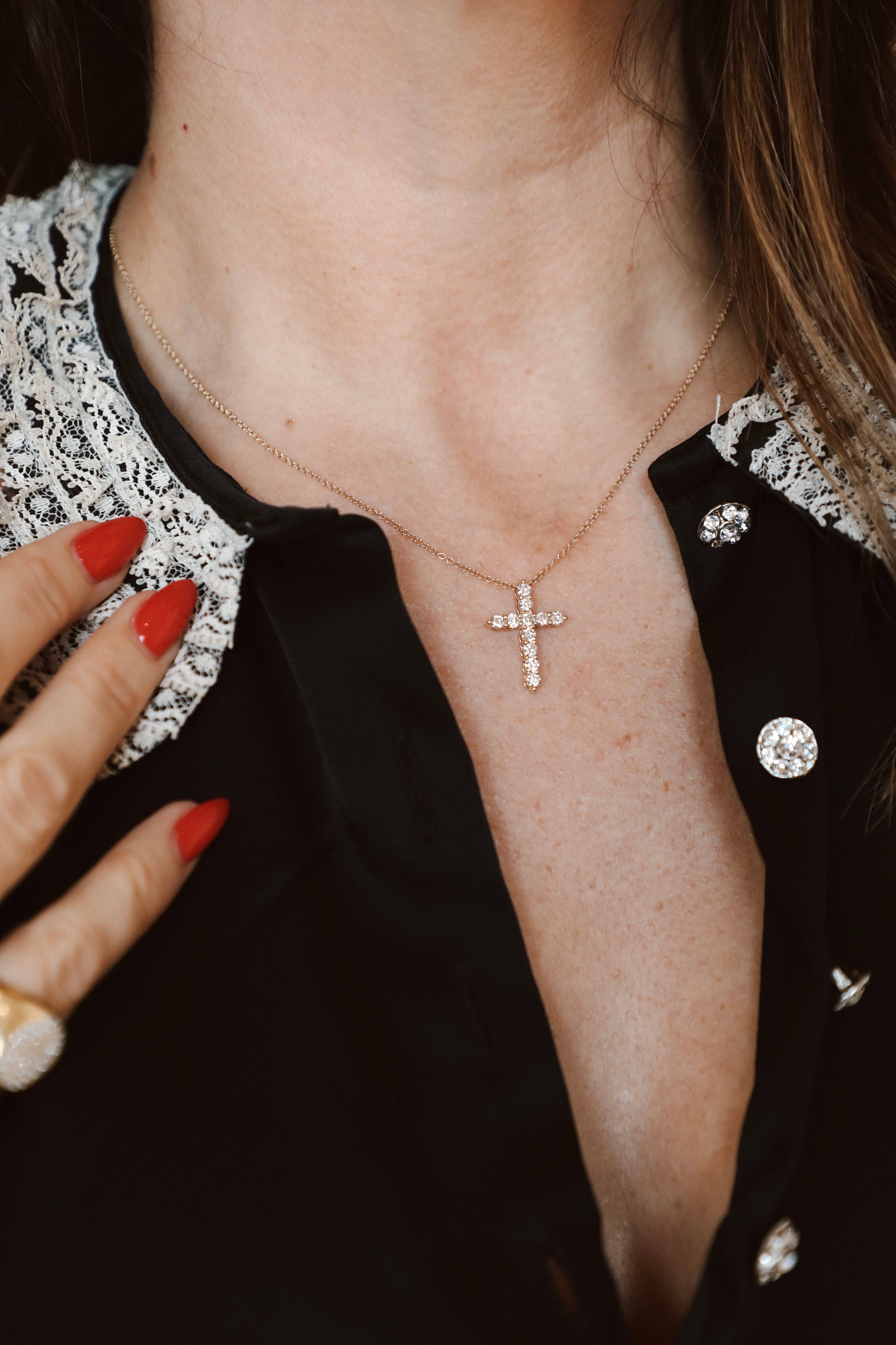 The Perfect Diamond Cross Necklace-Necklaces-Mama Bijoux-[14kgold]-[diamonds]-[heirloom_quality]-MamaBijoux