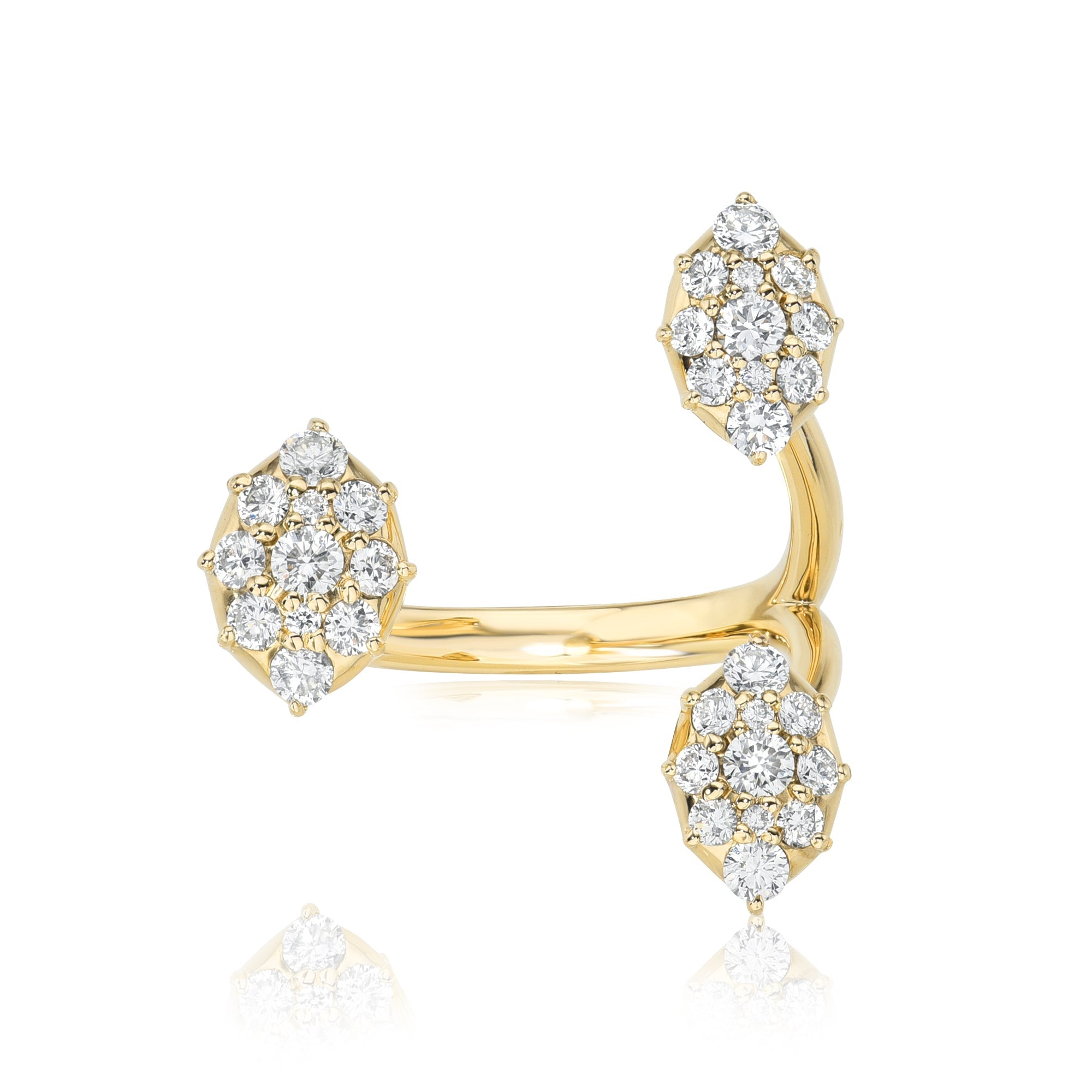 Three Cluster Diamond Floating Ring-Rings-Mama Bijoux-[14kgold]-[diamonds]-[heirloom_quality]-MamaBijoux