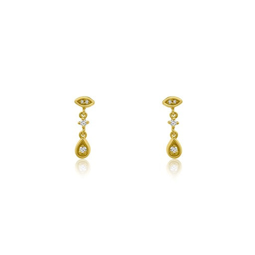 Three Diamond Pear Drop Stud-Earrings-Mama Bijoux-[14kgold]-[diamonds]-[heirloom_quality]-MamaBijoux