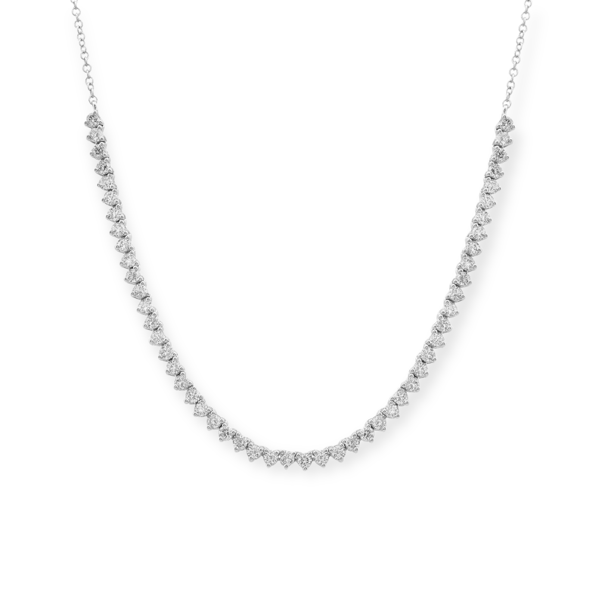 Three Prong Diamond & Chain Half Tennis Necklace-Mama Bijoux-[14kgold]-[diamonds]-[heirloom_quality]-MamaBijoux