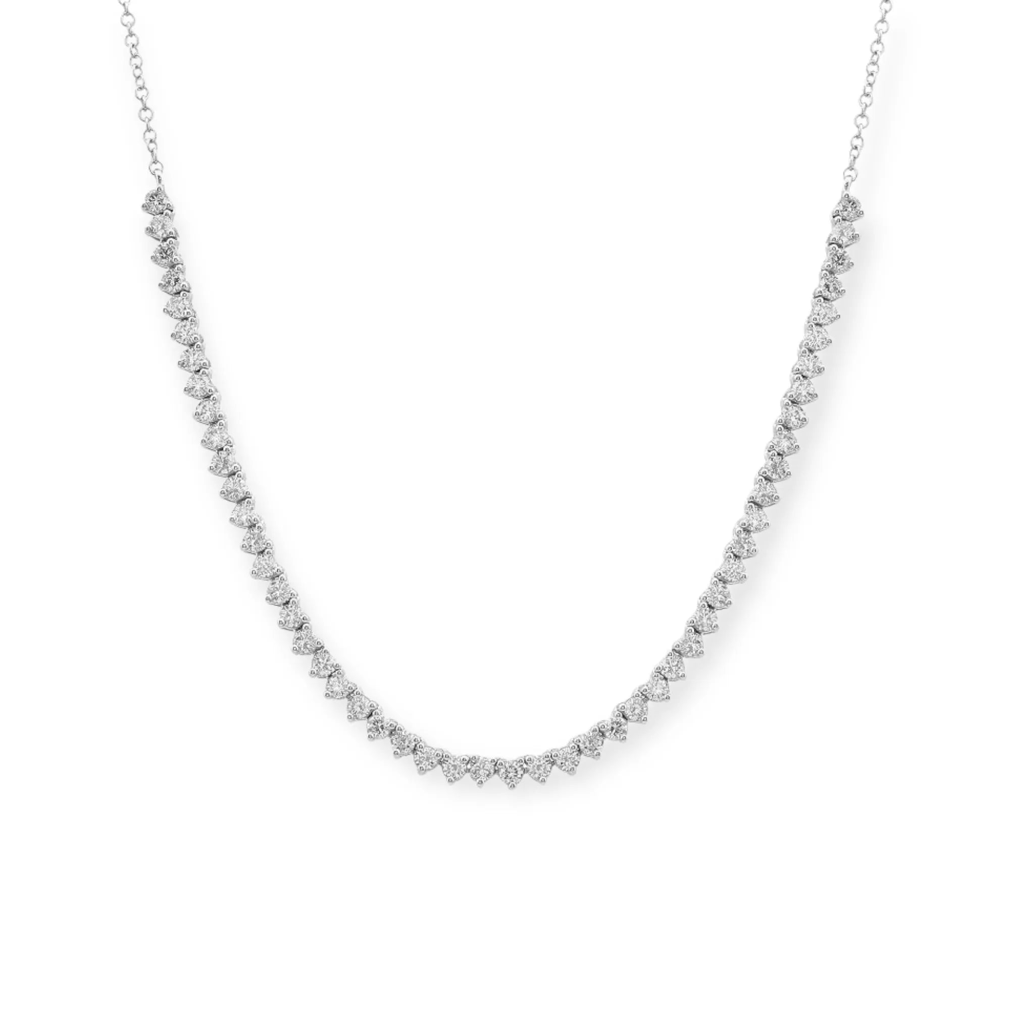 Three Prong Diamond & Chain Half Tennis Necklace — Necklaces — Mama Bijoux fine jewelry