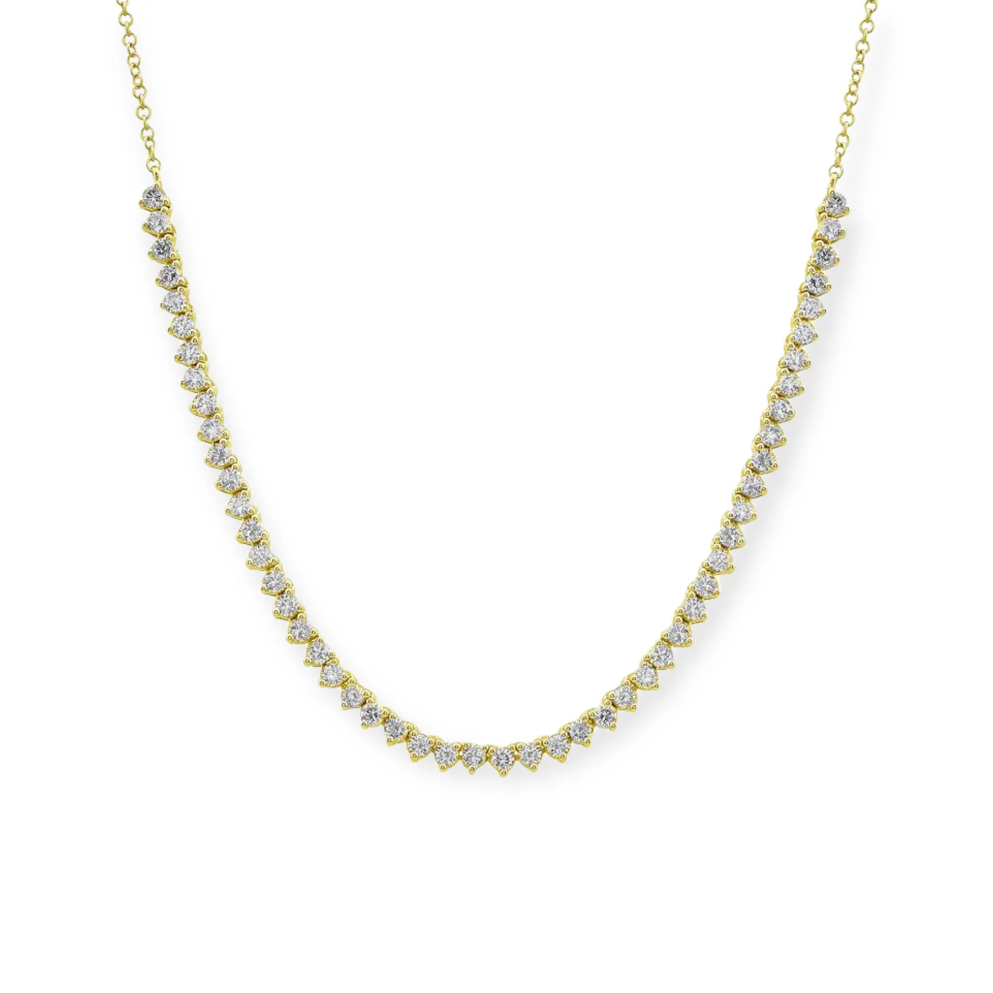 Three Prong Diamond & Chain Half Tennis Necklace — Necklaces — Mama Bijoux fine jewelry