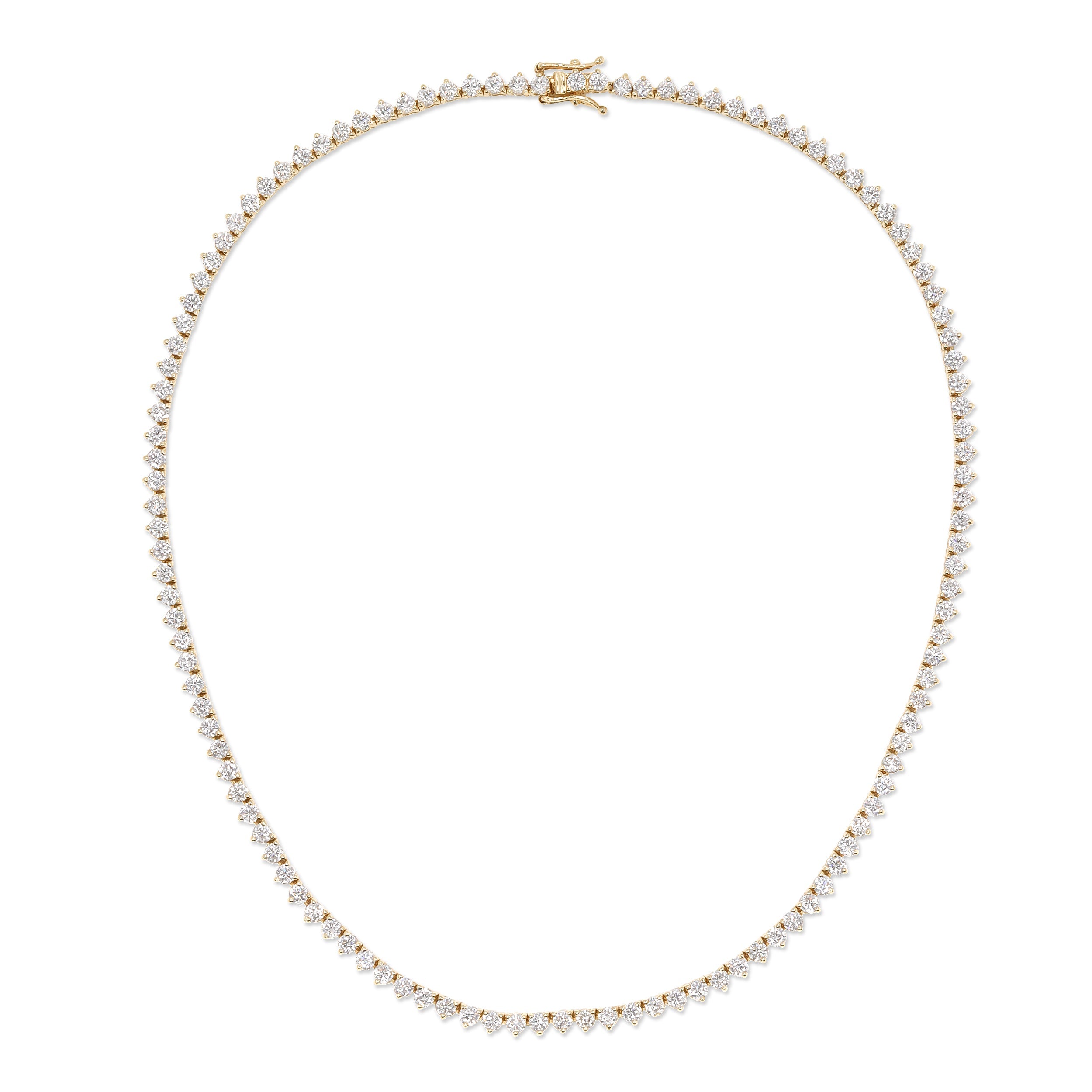 Three Prong Diamond Tennis Necklace (10.75 ct)-Necklaces-Mama Bijoux-[14kgold]-[diamonds]-[heirloom_quality]-MamaBijoux