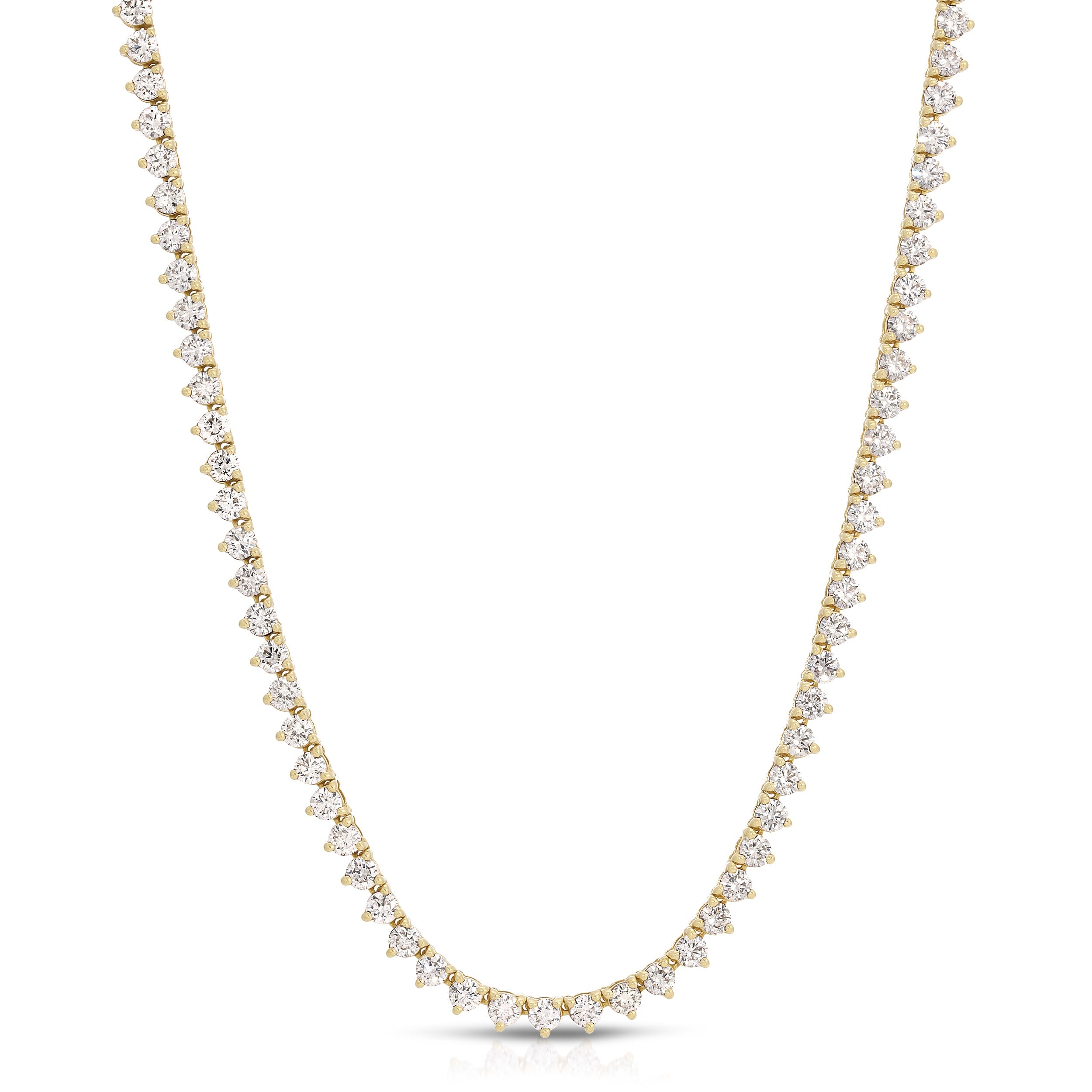 Three Prong Diamond Tennis Necklace (10.75 ct)-Necklaces-Mama Bijoux-[14kgold]-[diamonds]-[heirloom_quality]-MamaBijoux