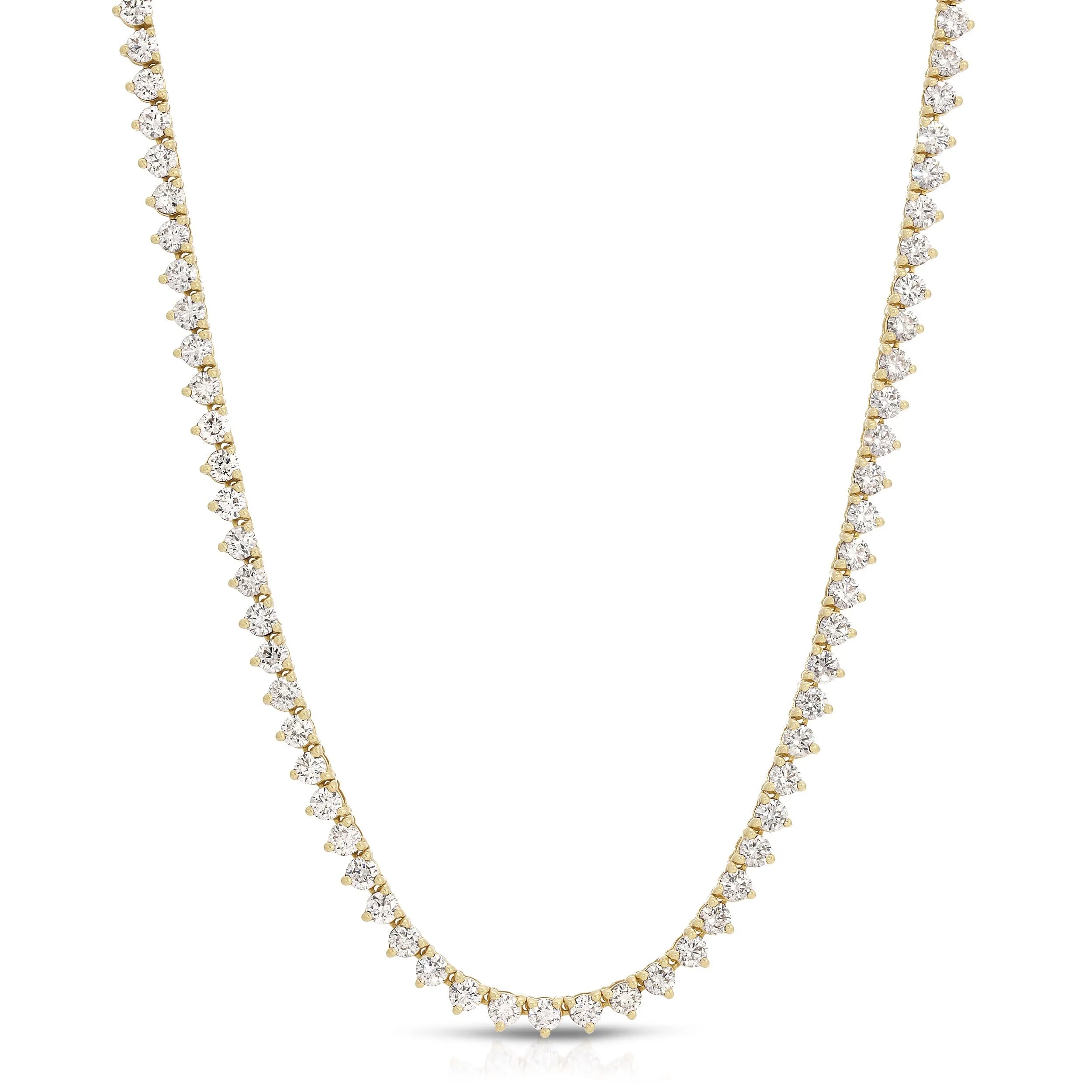 Three Prong Diamond Tennis Necklace (10.75 ct)-Necklaces-Mama Bijoux-[14kgold]-[diamonds]-[heirloom_quality]-MamaBijoux