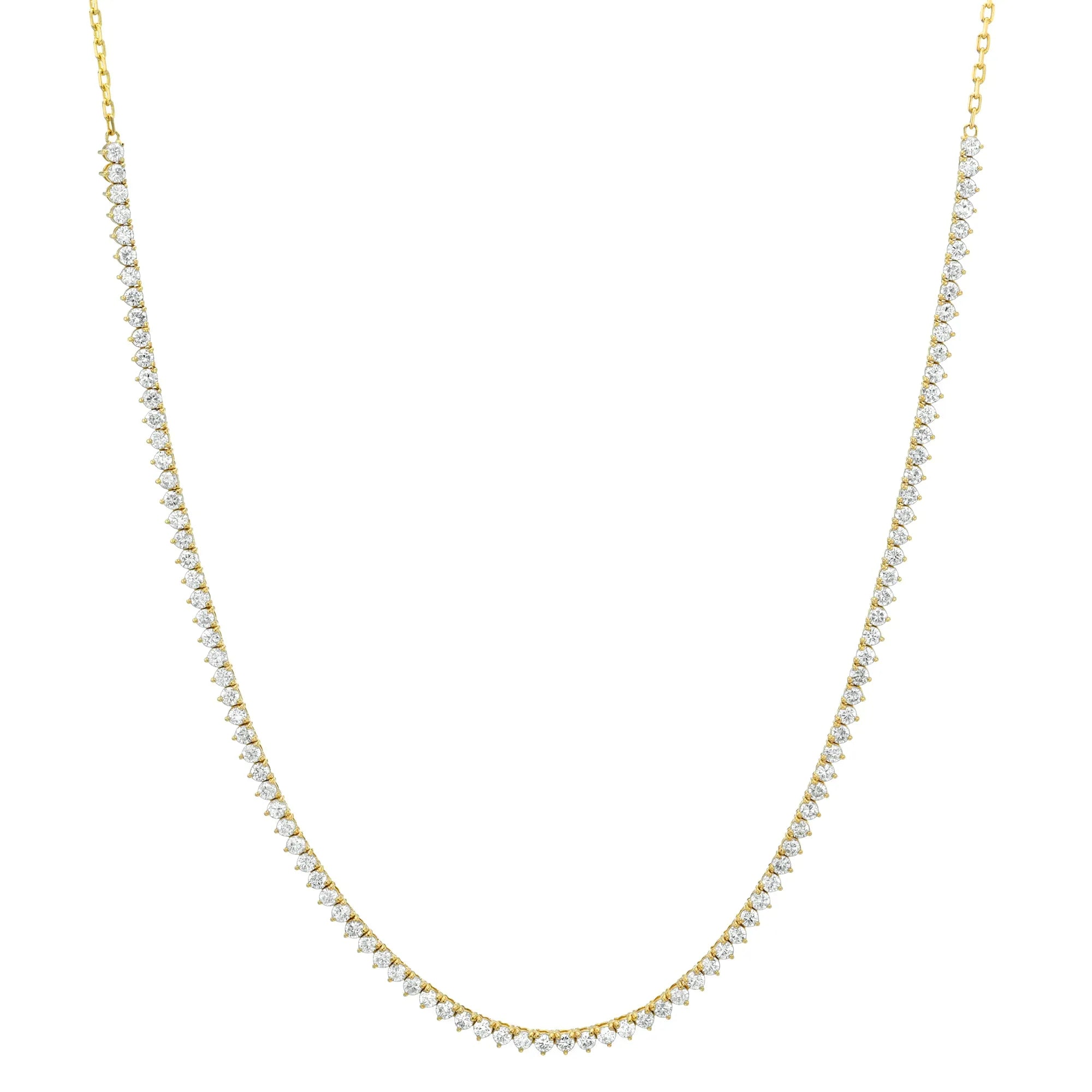 Three Prong Half Diamond Tennis Necklace-Mama Bijoux