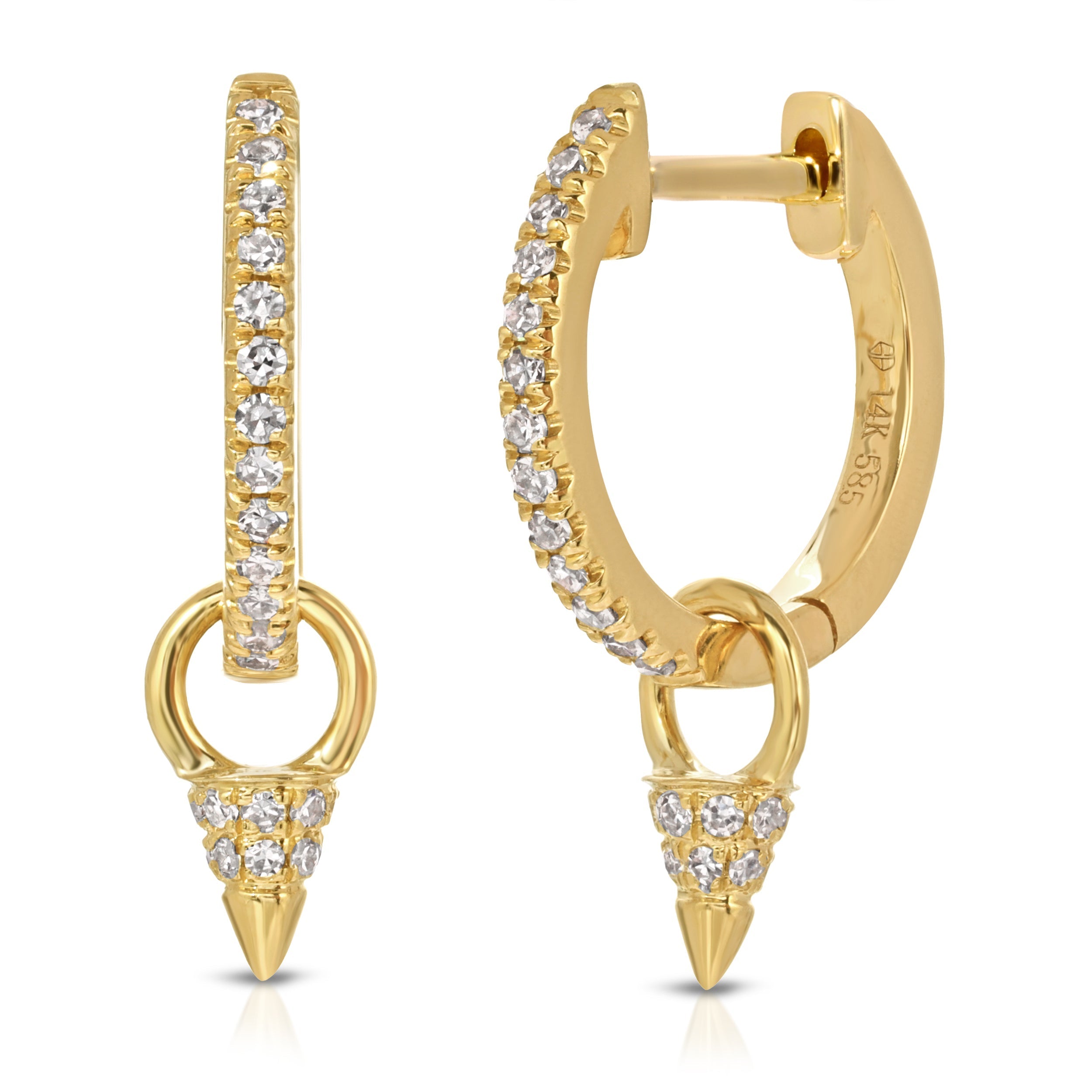 Triangle Diamond Earring Charm-Earrings-Mama Bijoux-[14kgold]-[diamonds]-[heirloom_quality]-MamaBijoux