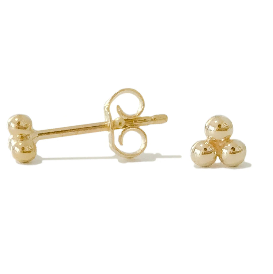 Trio Gold Ball Studs-Earrings-Mama Bijoux-[14kgold]-[diamonds]-[heirloom_quality]-MamaBijoux