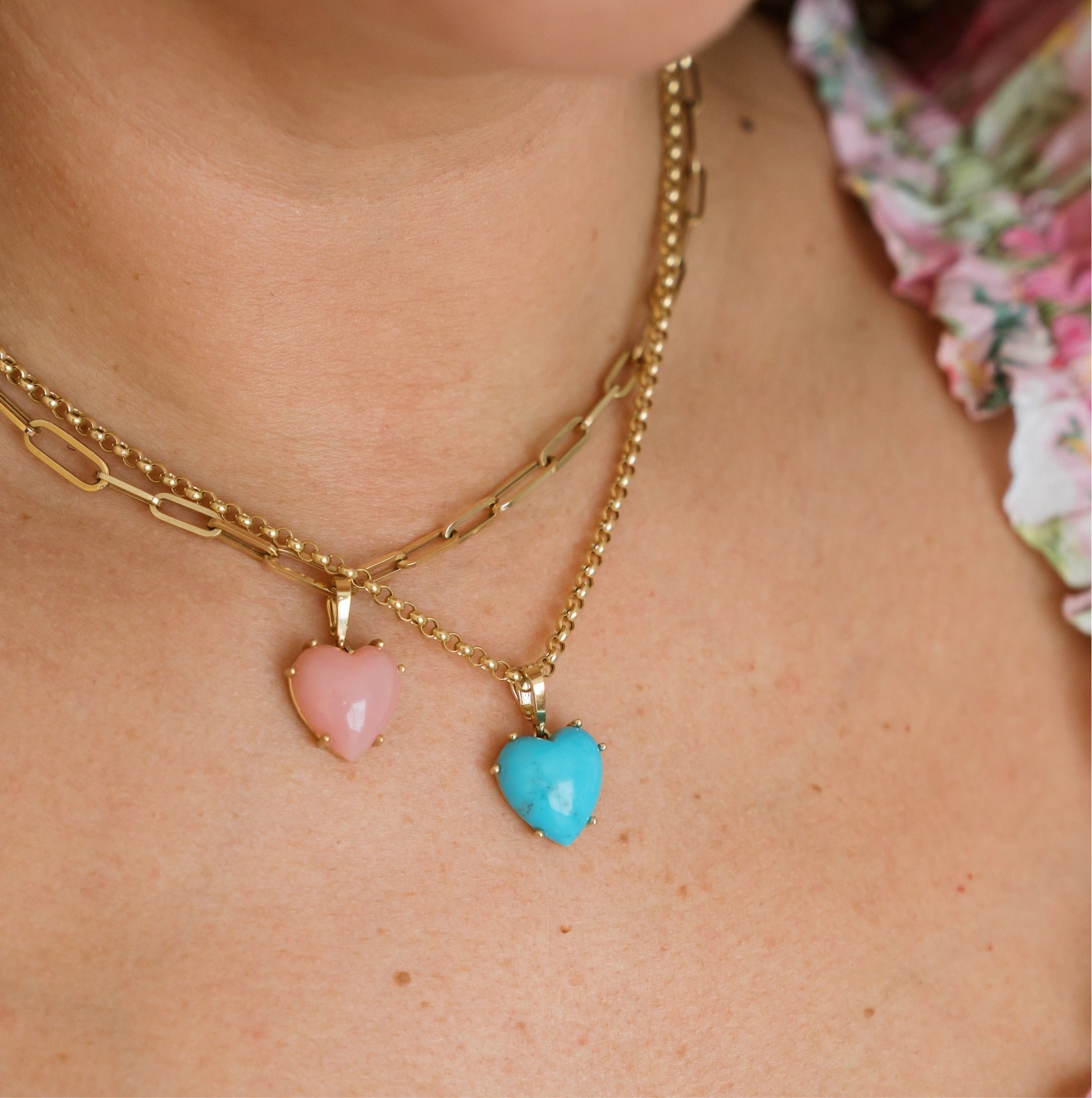 Turquoise Stone Heart Charm-Charms & Pendants-Mama Bijoux-[14kgold]-[diamonds]-[heirloom_quality]-MamaBijoux