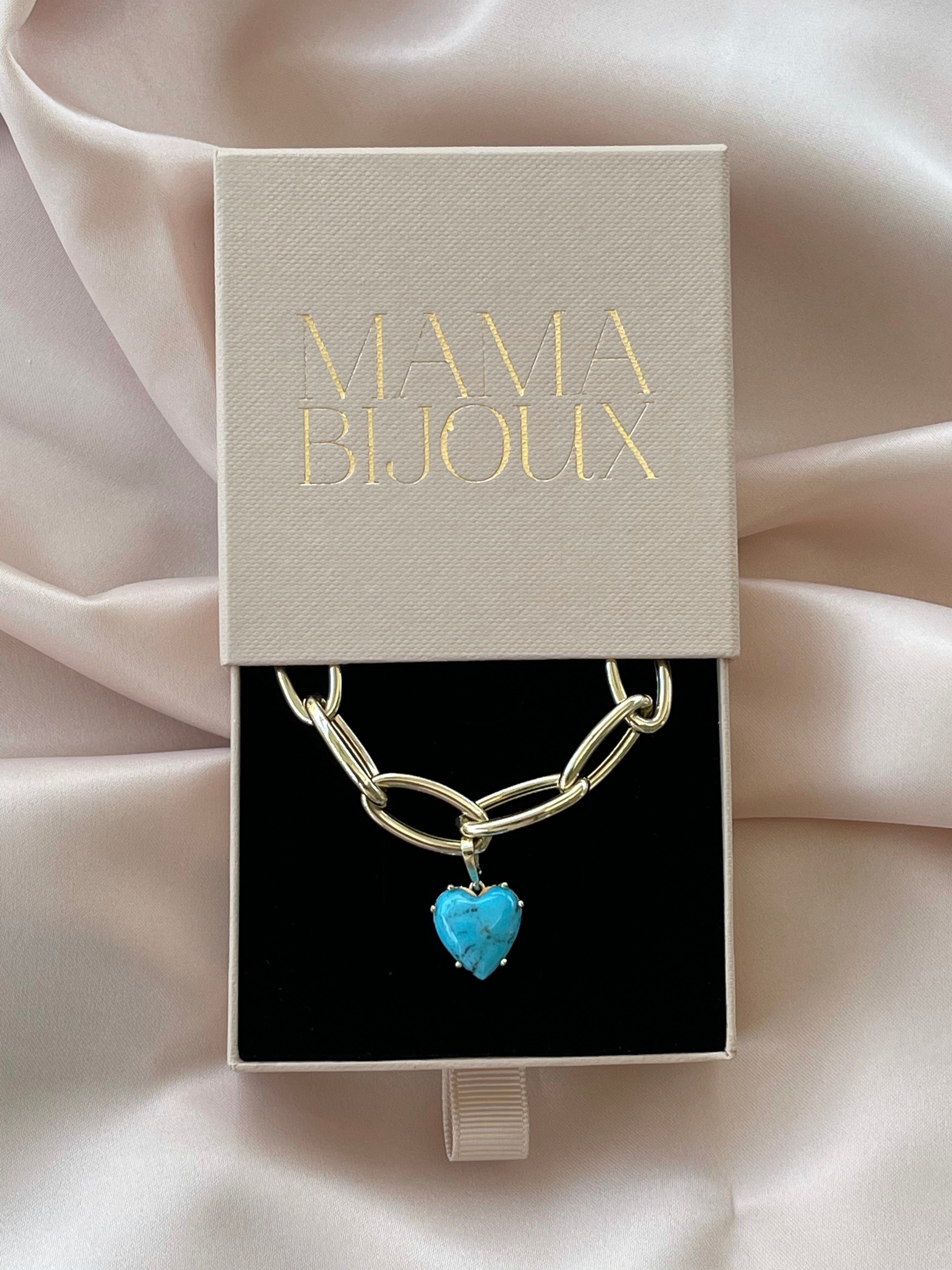 Turquoise Stone Heart Charm-Charms & Pendants-Mama Bijoux-[14kgold]-[diamonds]-[heirloom_quality]-MamaBijoux