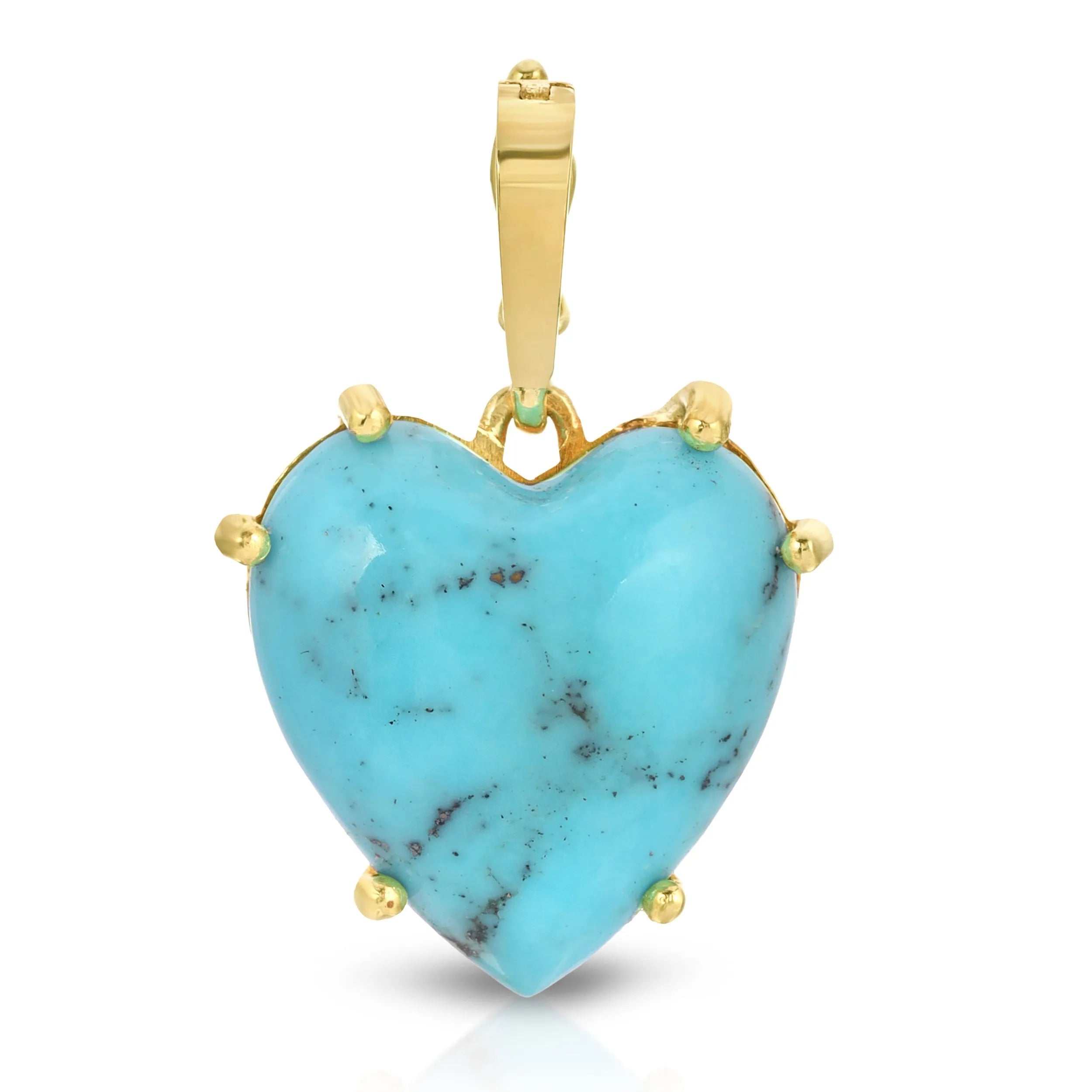 Turquoise Stone Heart Charm-Charms & Pendants-Mama Bijoux-[14kgold]-[diamonds]-[heirloom_quality]-MamaBijoux