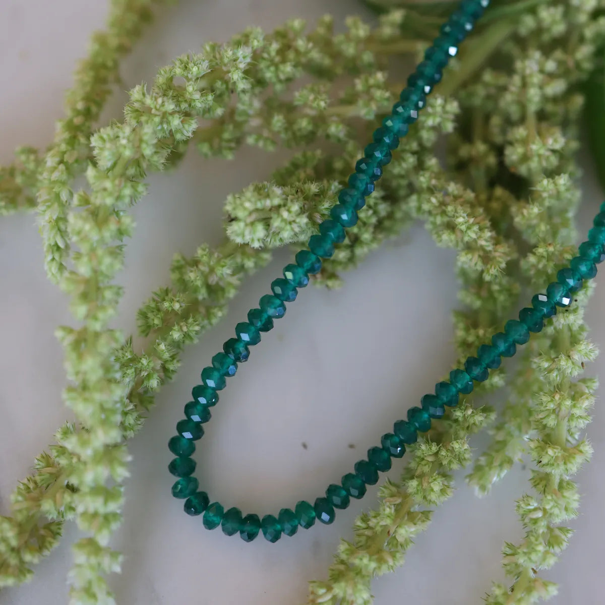 Green Agate Long Layering Beaded Necklace (24")-Necklaces-Mama Bijoux