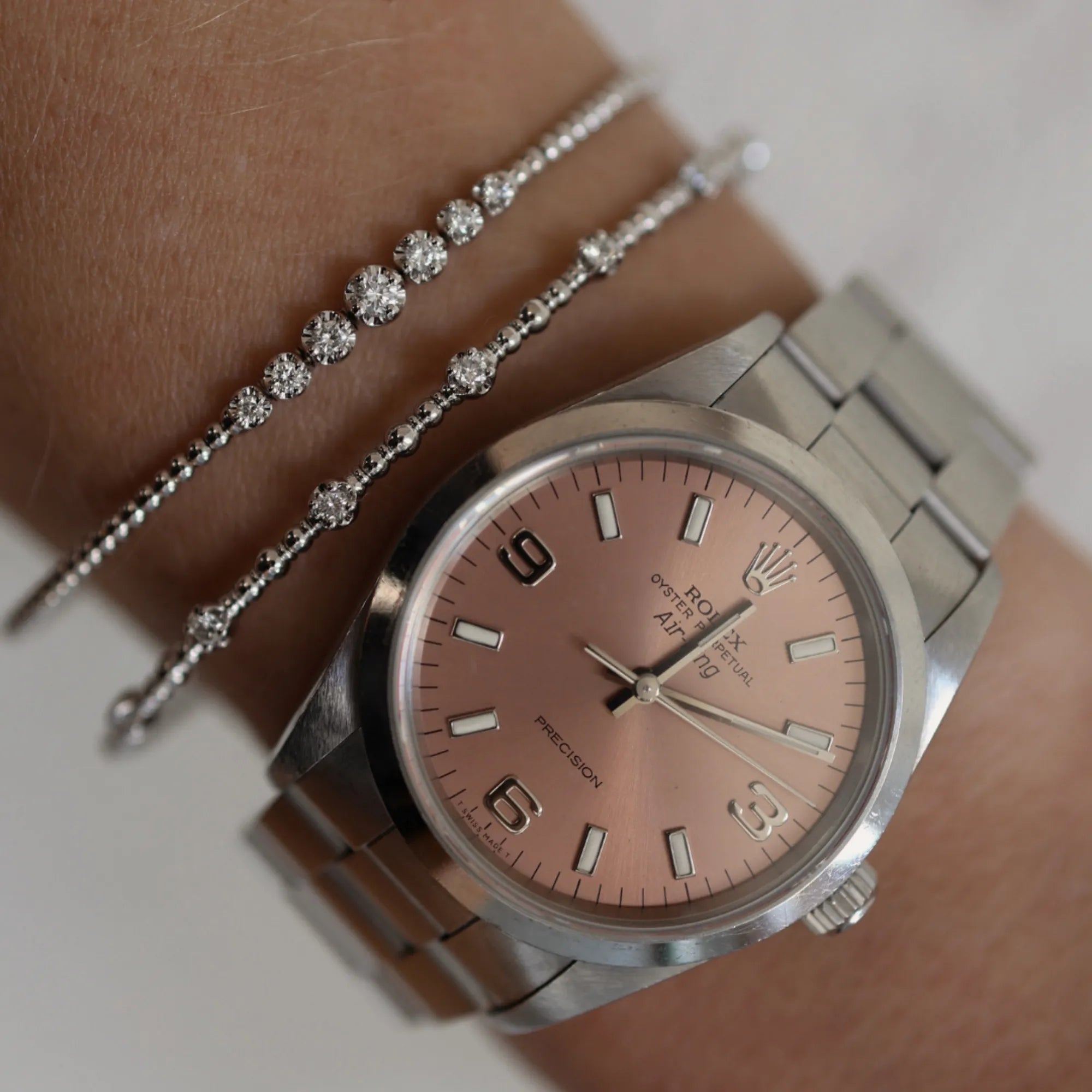 Rolex Air King watch with white gold bracelets