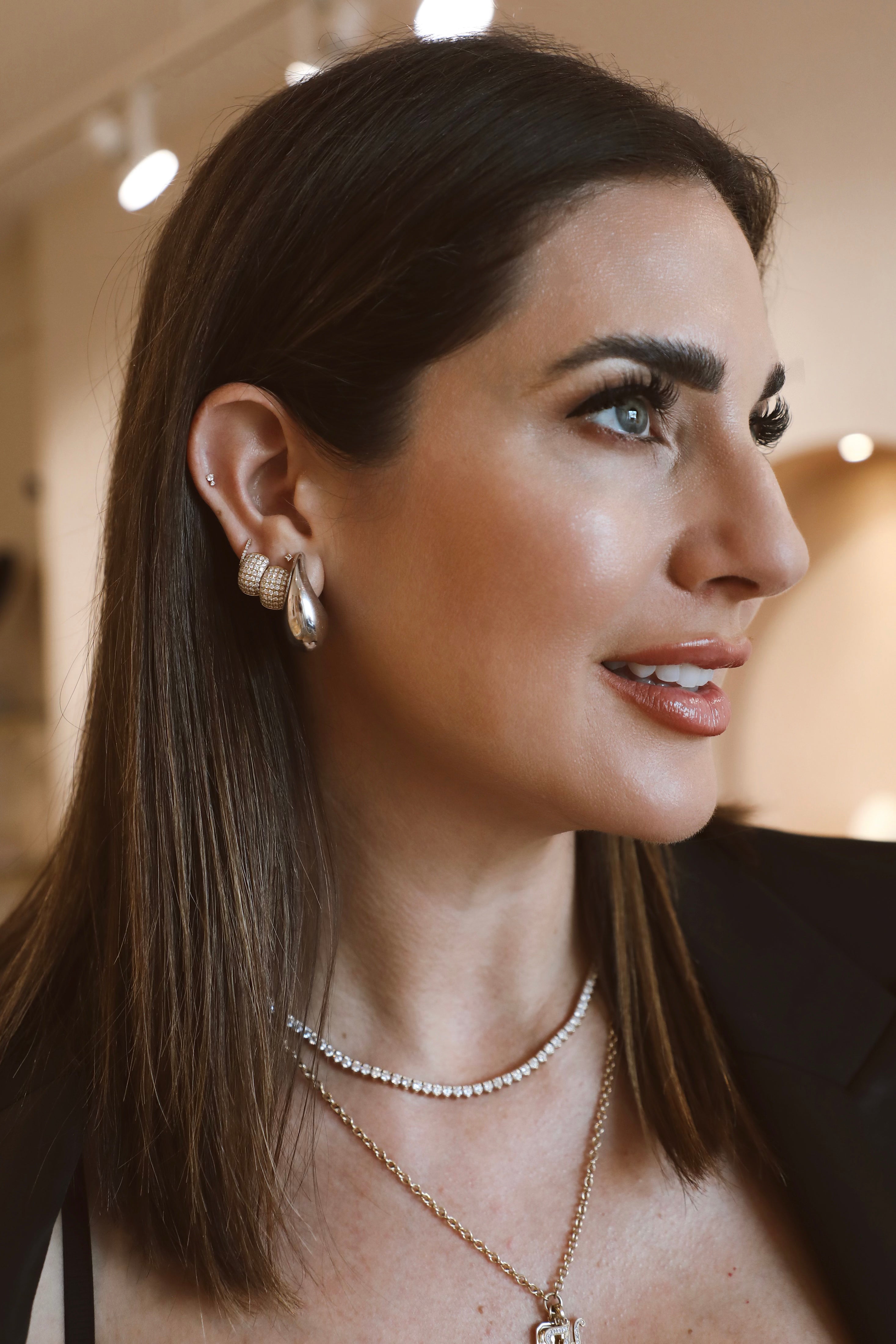 White Gold Large Teardrop Earrings