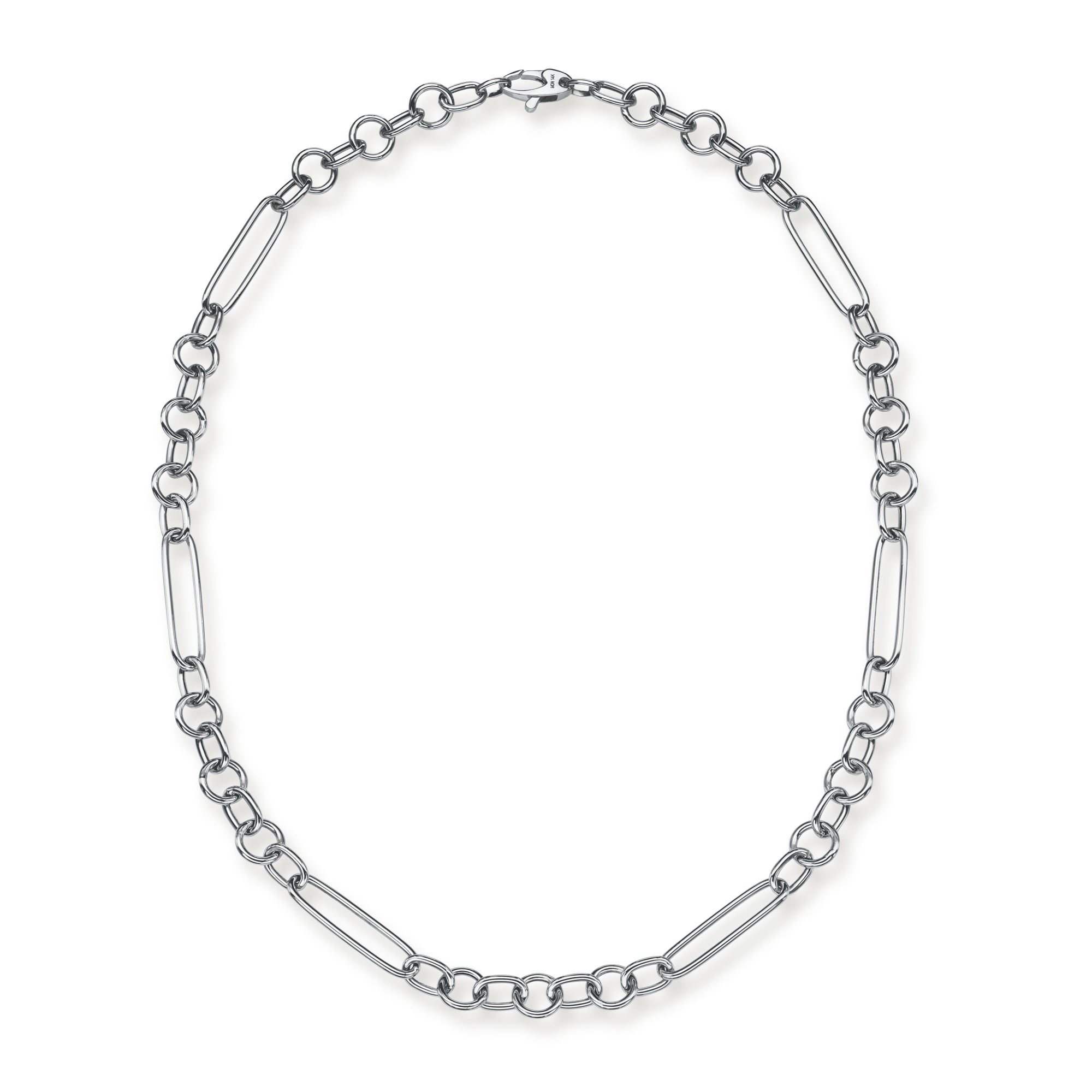 White Gold Mixed Link Chain Necklace-Necklaces-Mama Bijoux-[14kgold]-[diamonds]-[heirloom_quality]-MamaBijoux