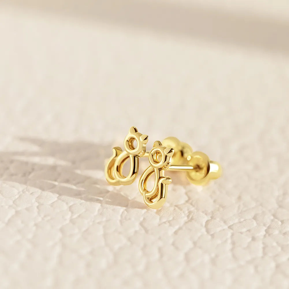 Bijoux Babes 14k Yellow Gold Open Kitten Earrings-Earrings-Mama Bijoux