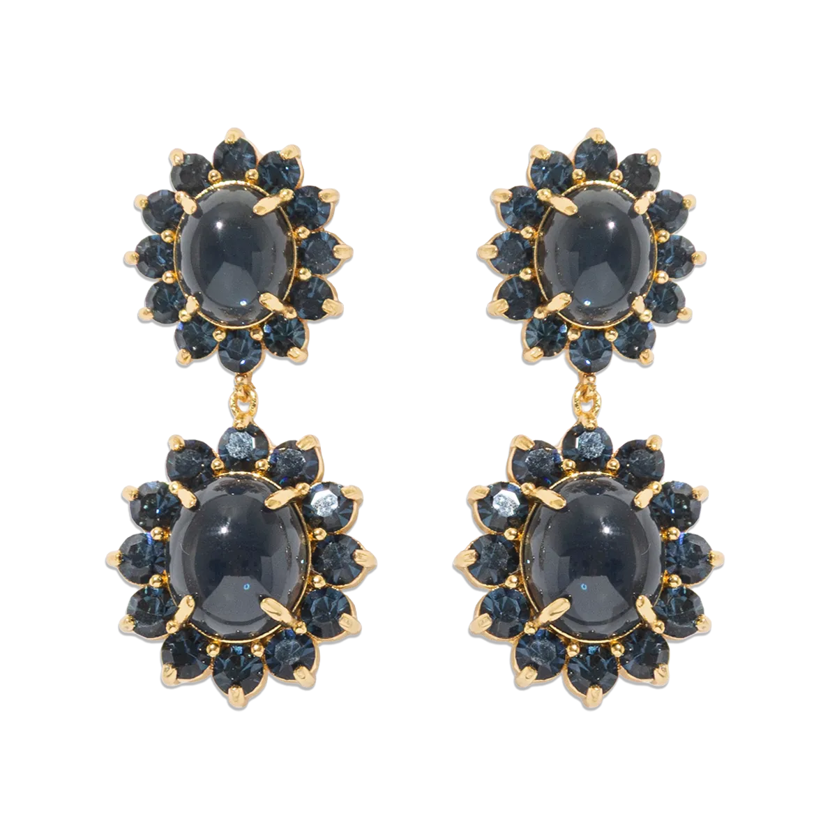 Georgie Drop Earrings in Navy-Earrings-Mama Bijoux