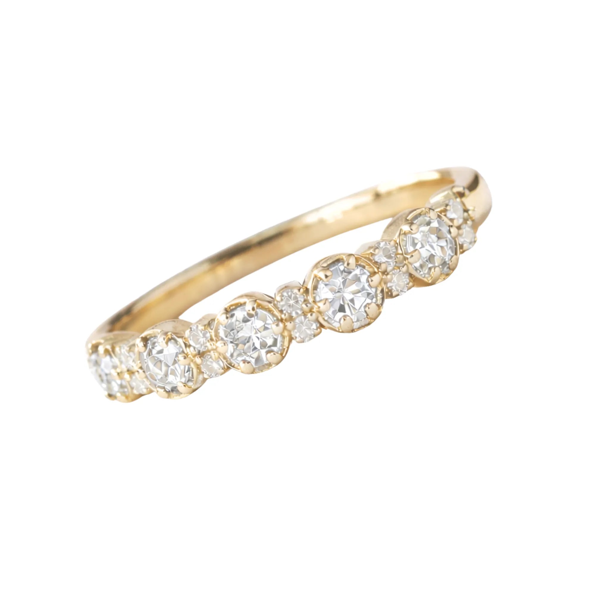 April birthstone diamond alternating stacking pinky ring in 14k yellow gold Mama Bijoux Costa Mesa