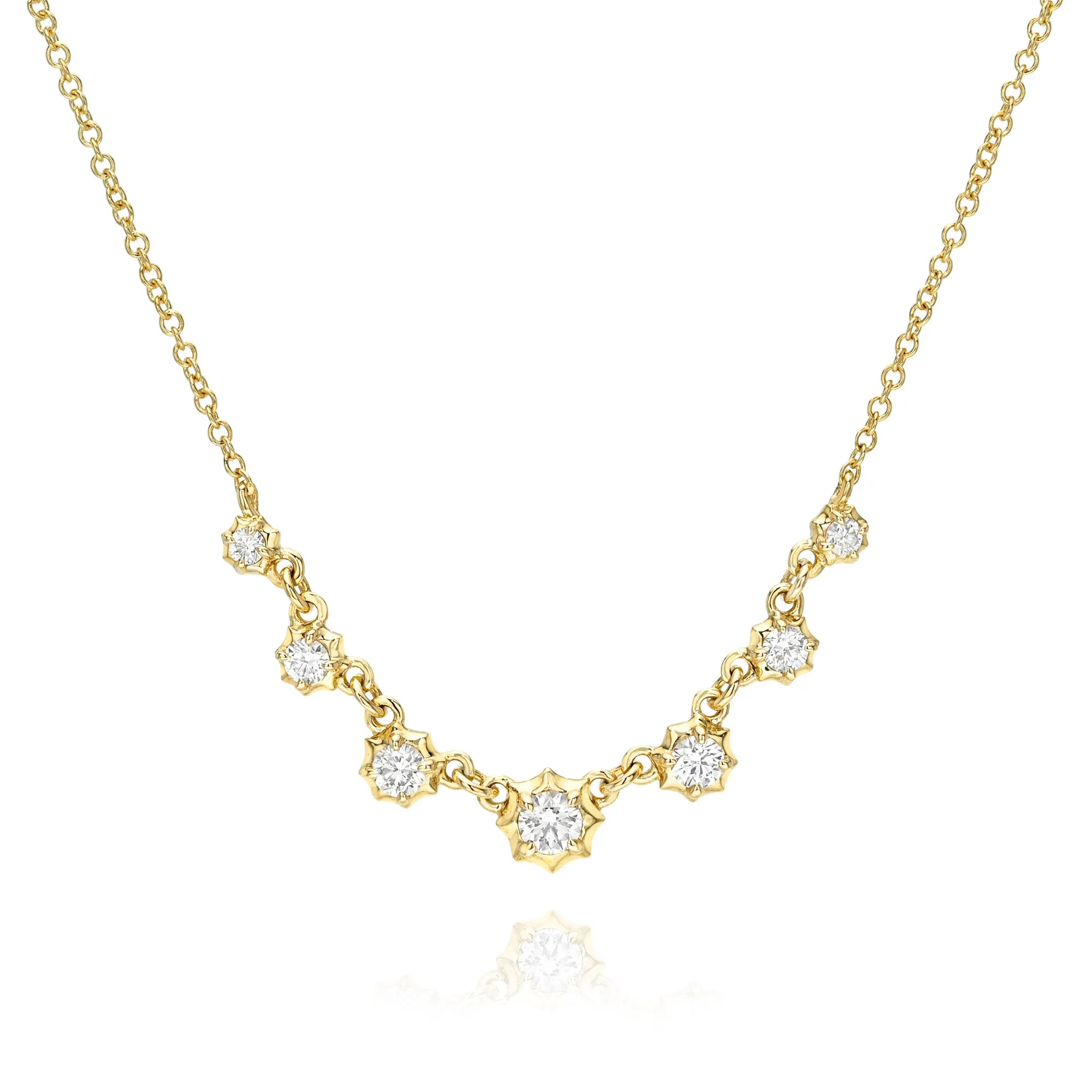 Celestial graduated diamond layering necklace 0.30ctw natural round brilliant diamonds 14k yellow gold Mama Bijoux Costa Mesa