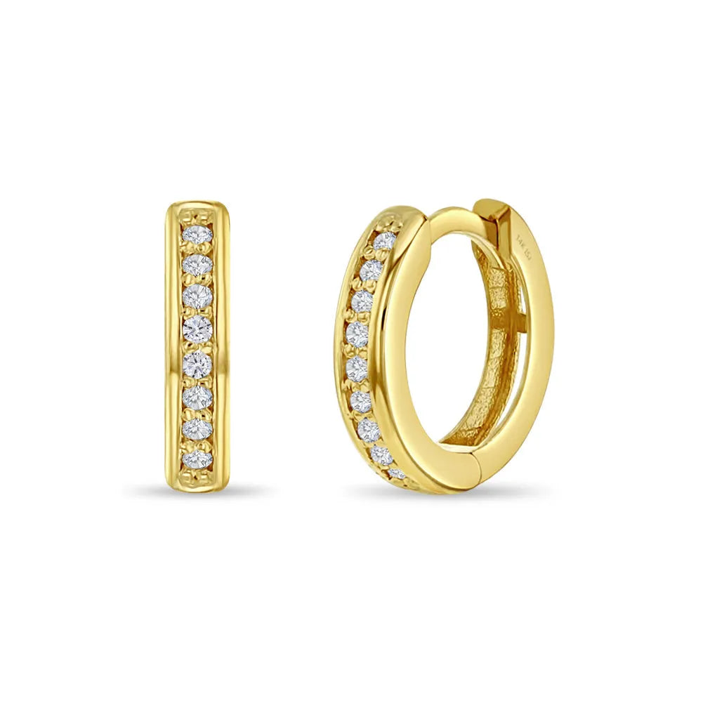 Bijoux Babes: 14K Gold Sparkling Huggie Hoop Earrings 7mm-Earrings-Mama Bijoux