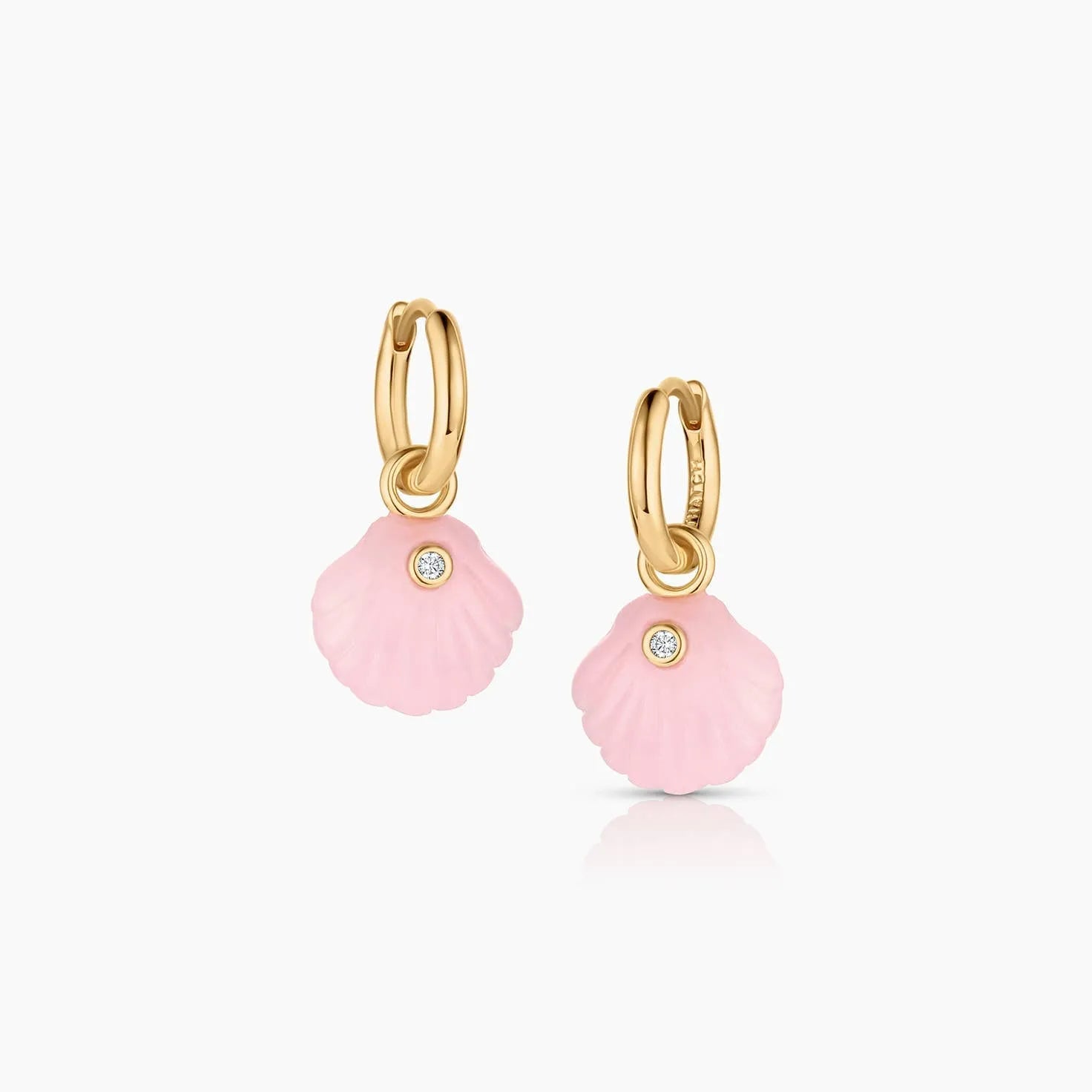 Coquille Pink Jade Hoop Earrings-Mama Bijoux