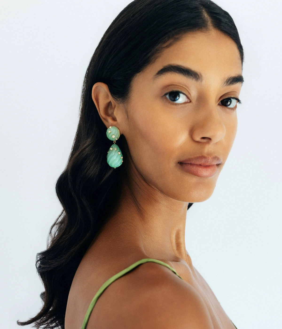 Raeni Drop Earrings in Mint-Earrings-Mama Bijoux