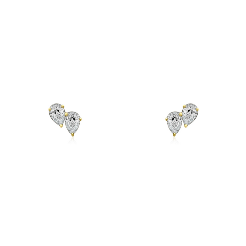 Double Mini Pear Shaped Diamond Studs – ShopMamaBijoux