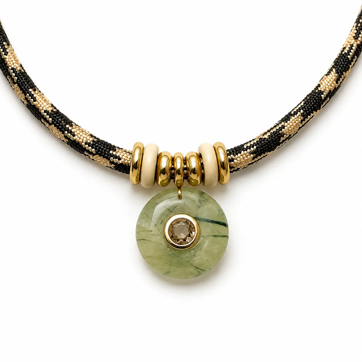 Prehnite & Smoky Quartz Rope Necklace-Necklaces-Mama Bijoux
