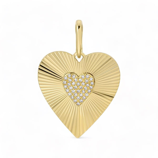 Follow Your Heart Fluted Gold & Diamond Necklace Charm