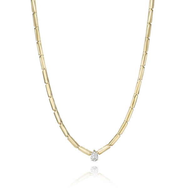 Segmented Gold & Pear Diamond Necklace