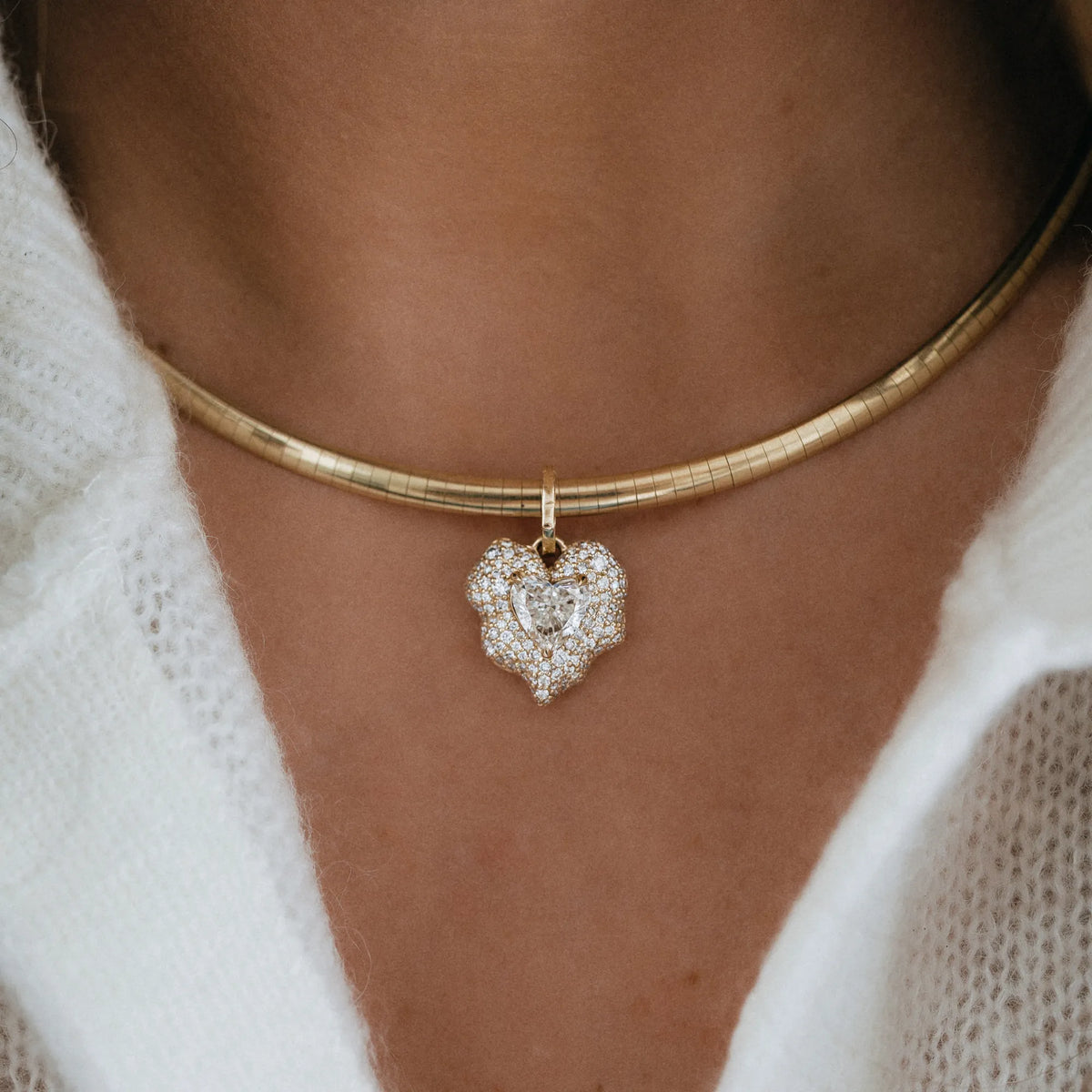 laura-diamond-heart-pendant-14k-gold-pave-diamond-heirloom-jewelry worn on omega collar 
