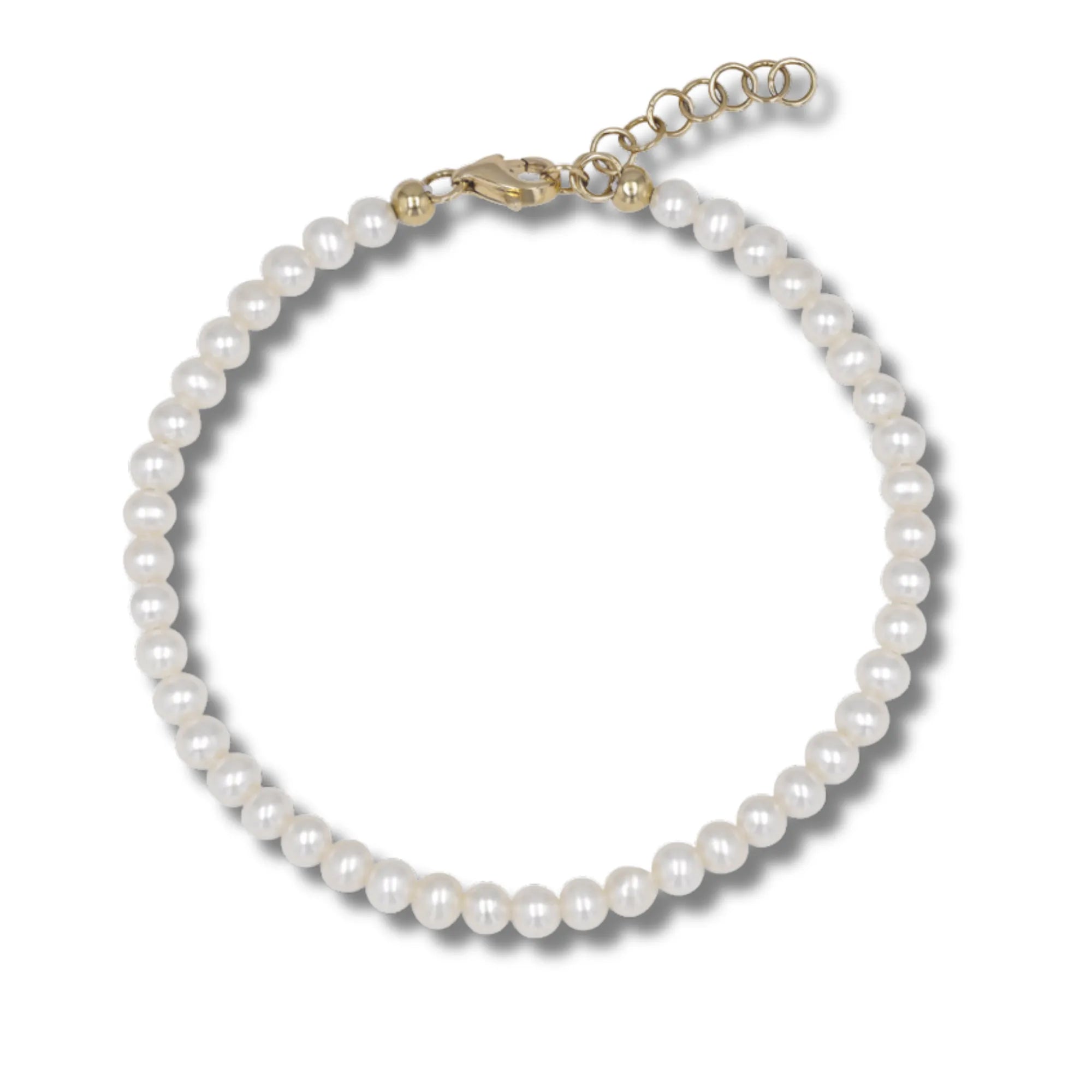 Dainty freshwater pearl bracelet with 14k gold lobster clasp and extender chain, natural pearl bracelet, Mama Bijoux fine jewelry Costa Mesa