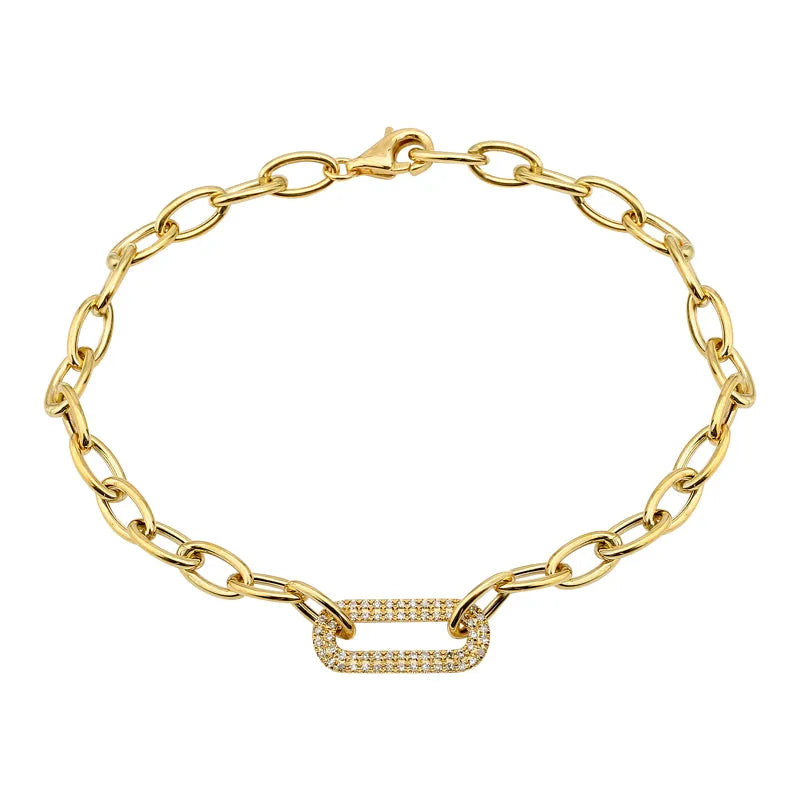 Oval Pavé Link Chain Bracelet-Bracelets-Mama Bijoux