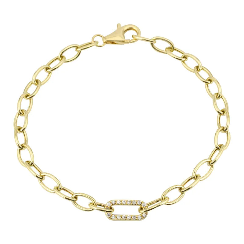 Oval Pavé Link Chain Bracelet-Bracelets-Mama Bijoux