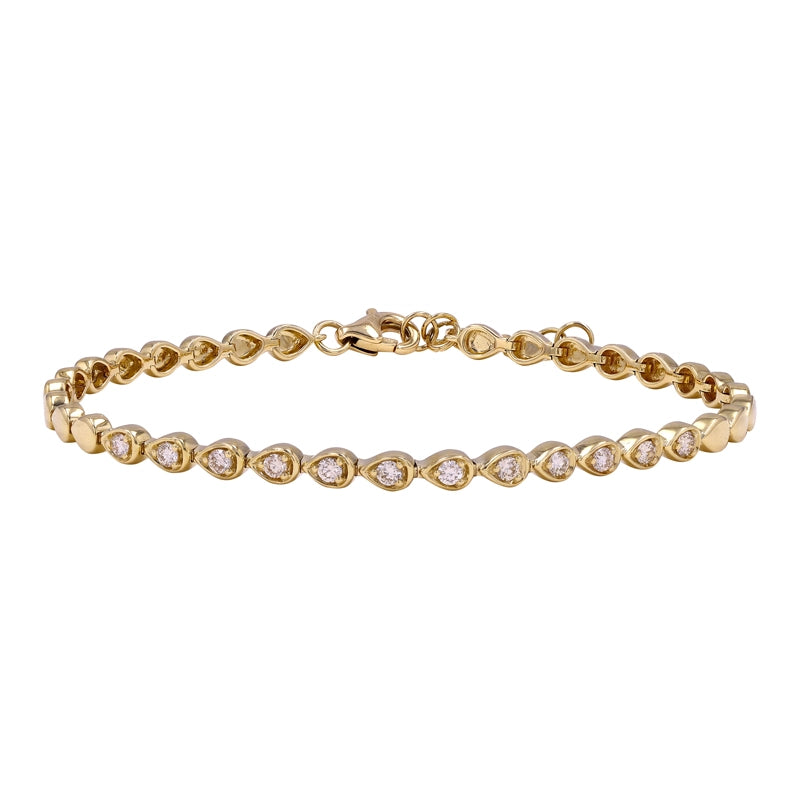 Round Diamond Pear Set Diamond Bracelet-Bracelets-Mama Bijoux