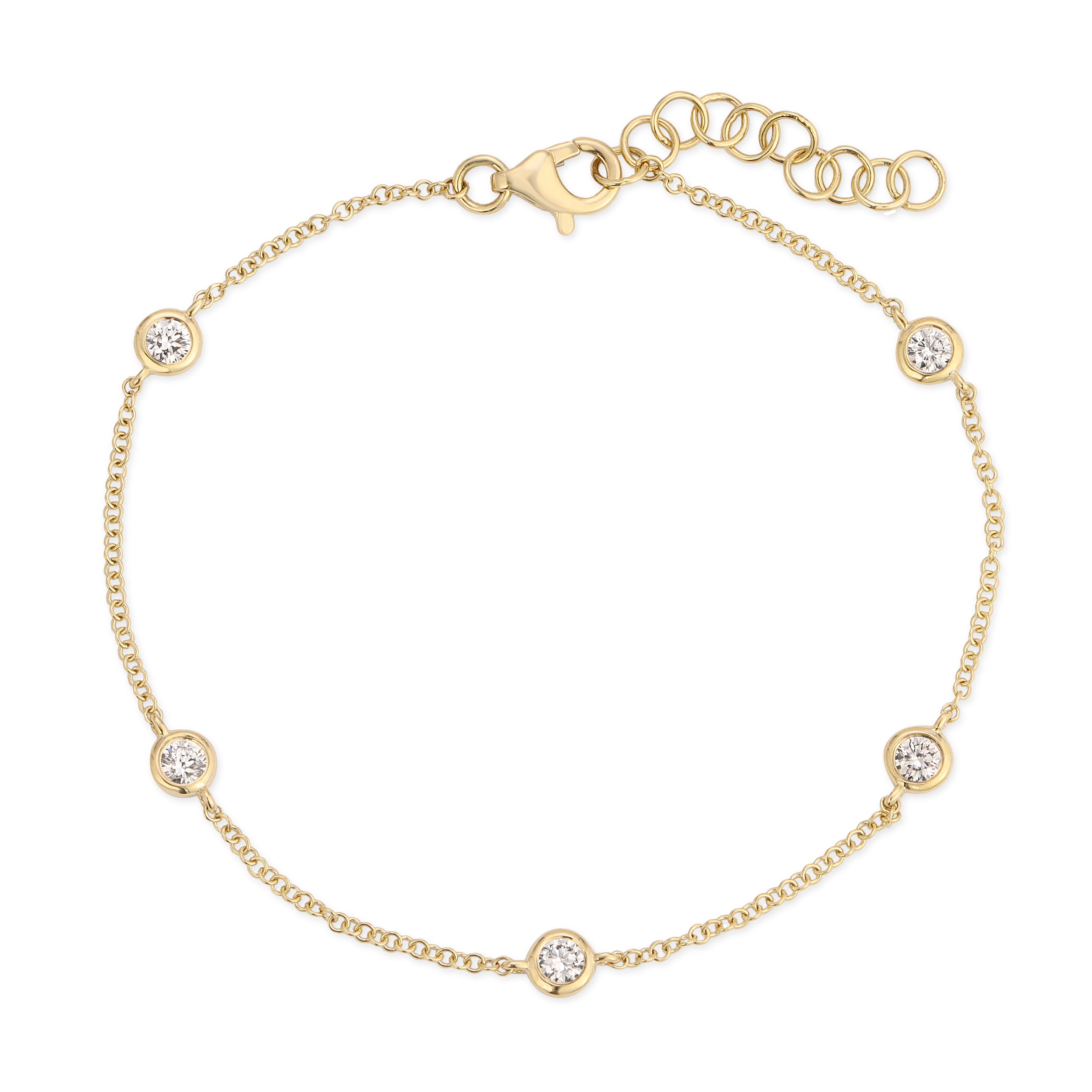 bezel solid gold 14k diamond bracelet mamabijoux