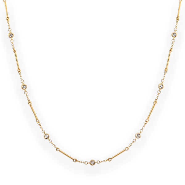 Dainty Diamonds by the Yard and Gold Bar Necklace