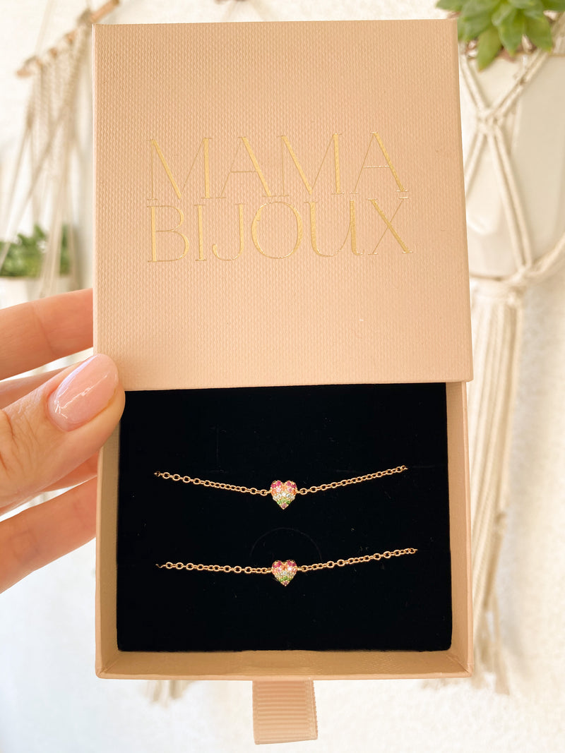 Mom & Babe Rainbow Baby Heart Bracelet (Baby/Child Size) – ShopMamaBijoux