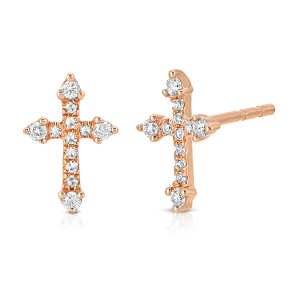 Diamond Italian Cross Stud Earrings