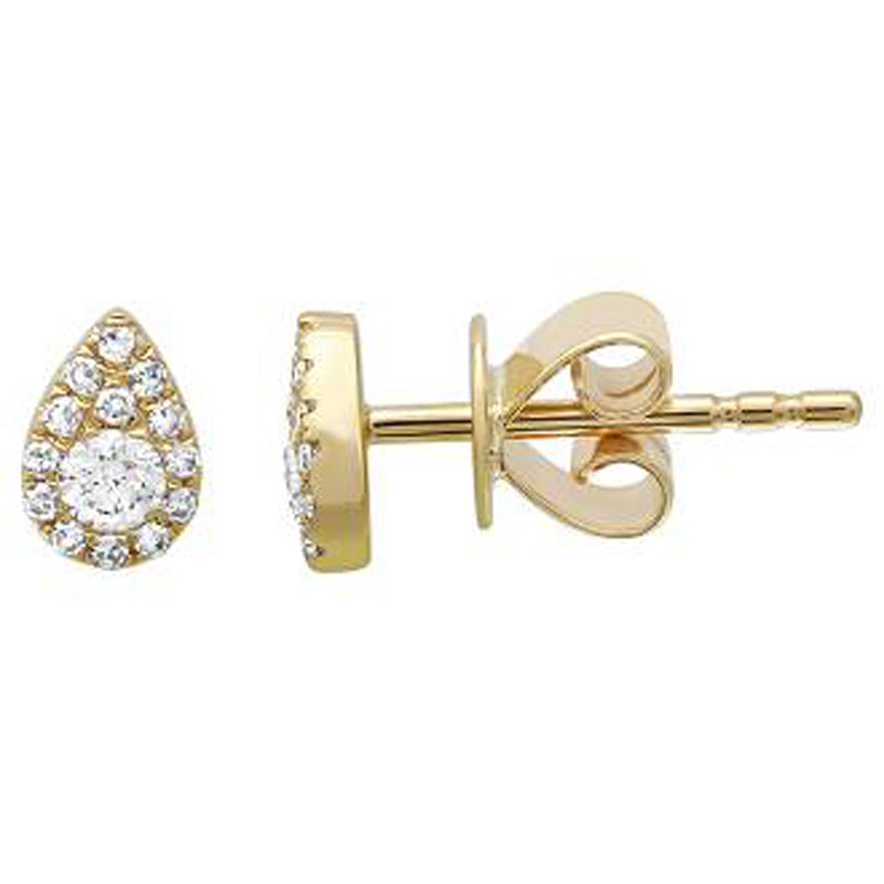 Pear Shaped & Pavé Diamond Stud Earrings
