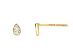 Diamond Bezel Pear Stud Earrings (.38ct)