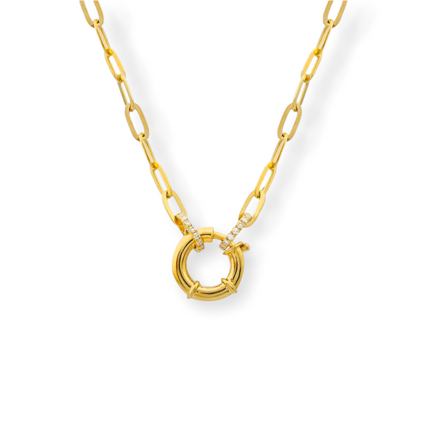 Diamond and Spring Clasp Chain Necklace