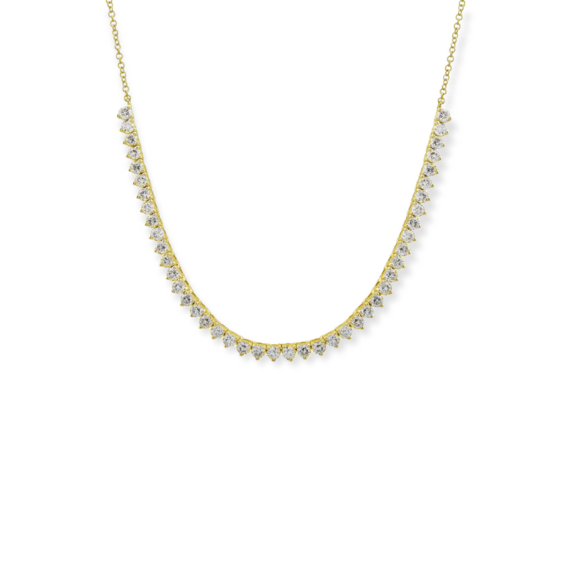 Three Prong Diamond & Chain Half Tennis Necklace (1.76 carats)