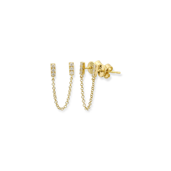 Double Piercing Mini Bar Chain Studs (Sold as Singles)
